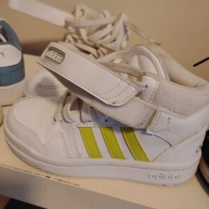 adidas Kids Shoes White and Lime